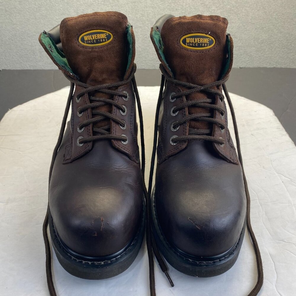 Wolverine Boots Mens 9.5 EE Steel Toe Work Clint Waterproof Leather Dark Brown